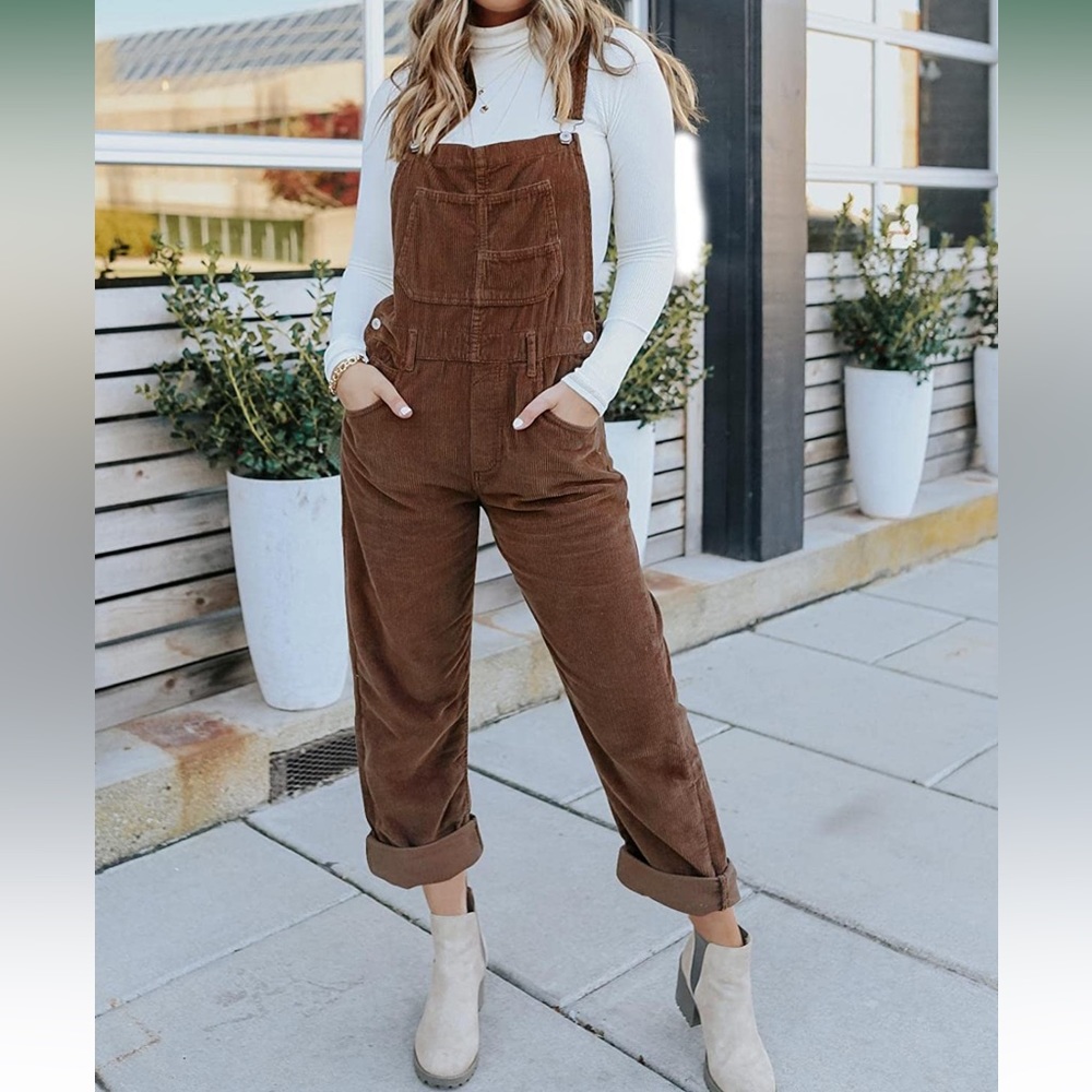 Womens Corduroy Overalls with Pockets